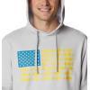 imageColumbia Mens PFG Fish Flag Ii HoodieCool GreyDeep Marine Inshore Fish