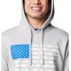 imageColumbia Mens PFG Fish Flag Ii HoodieCool GreyVivid Blue Usa