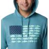 imageColumbia Mens PFG Fish Flag Ii HoodieTranquil TealMint Cay Inshore Fish