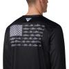 imageColumbia Mens PFG Terminal Tackle Fish Flag Long Sleeve Fishing ShirtBlackGraphite