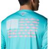 imageColumbia Mens PFG Terminal Tackle Fish Flag Long Sleeve Fishing ShirtBright AquaSalmon