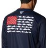 imageColumbia Mens PFG Terminal Tackle Fish Flag Long Sleeve Fishing ShirtCollegiate NavyRed Spark