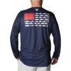 imageColumbia Mens PFG Terminal Tackle Fish Flag Long Sleeve Fishing ShirtCollegiate NavyRed Spark