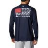 imageColumbia Mens PFG Terminal Tackle Fish Flag Long Sleeve Fishing ShirtCollegiate NavyRed Spark
