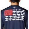 imageColumbia Mens PFG Terminal Tackle Fish Flag Long Sleeve Fishing ShirtCollegiate NavyWhite Alaska Fish