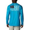 imageColumbia Mens PFG Terminal Tackle Fish Flag Long Sleeve Fishing ShirtOcean BlueColl Navy Offshore Slam