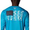 imageColumbia Mens PFG Terminal Tackle Fish Flag Long Sleeve Fishing ShirtOcean BlueColl Navy Offshore Slam