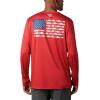 imageColumbia Mens PFG Terminal Tackle Fish Flag Long Sleeve Fishing ShirtRed SparkWhite