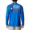 imageColumbia Mens PFG Terminal Tackle Fish Flag Long Sleeve Fishing ShirtVivid BlueTx Flag