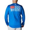 imageColumbia Mens PFG Terminal Tackle Fish Flag Long Sleeve Fishing ShirtVivid BlueWhite