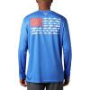 imageColumbia Mens PFG Terminal Tackle Fish Flag Long Sleeve Fishing ShirtVivid BlueWhite
