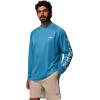 imageColumbia Mens PFG Terminal Tackle Long Sleeve ShirtBlue Echo HeatherWhite Logo