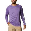imageColumbia Mens Terminal Tackle PFG Triangle Long Sleeve ShirtVivid Purple HeatherWhite Logo