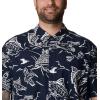 imageColumbia Sportswear Mens Trollers Best Short Sleeve ShirtCollegiate Navy Mighty Marlins Print