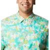 imageColumbia Sportswear Mens Trollers Best Short Sleeve ShirtElectric Turquoise Festive Fishin Print