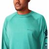 imageMens PFG Terminal Tackle Heather Long Sleeve ShirtBright Aqua HeatherColl Navy Logo