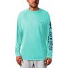 imageMens PFG Terminal Tackle Heather Long Sleeve ShirtBright Aqua HeatherColl Navy Logo