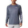 imageMens PFG Terminal Tackle Heather Long Sleeve ShirtCollegiate Navy HeatherWhite Logo