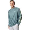 imageMens PFG Terminal Tackle Heather Long Sleeve ShirtMidnight Teal HeatherSpring Yellow Log