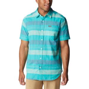 imageColumbia Mens Big ampamp Tall Rapid Rivers Novelty Short SleeveBright Aqua Scattered Stripe