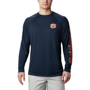 imageColumbia Mens CLG Terminal Tackle Ls ShirtAub  Collegiate Navy  Spark Orange