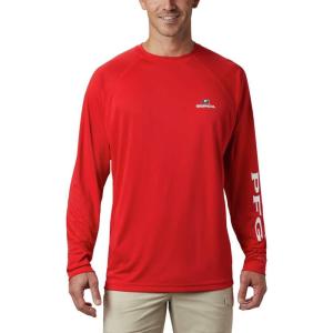 imageColumbia Mens CLG Terminal Tackle Ls ShirtUga  Bright Red  White