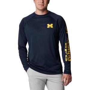 imageColumbia Mens CLG Terminal Tackle Ls ShirtUm  Collegiate Navy  Collegiate Yellow