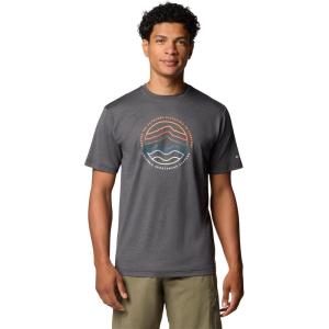 imageColumbia Mens Kwick Hike Graphic Short Sleeve TeeBlack HeatherPeaked Lifestyle