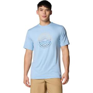 imageColumbia Mens Kwick Hike Graphic Short Sleeve TeeRipple Blue HeatherPeaked Lifestyle