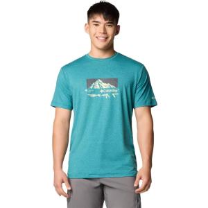 imageColumbia Mens Kwick Hike Graphic Short Sleeve TeeRiver Blue HeatherPeak Direction