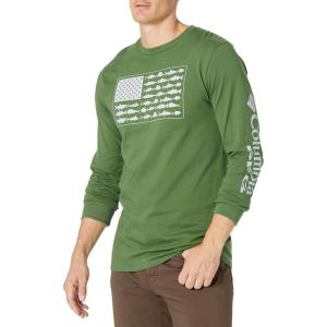 imageColumbia Mens Long Sleeve Tee Shirt Outdoors Fishing Camping HikingMoss With Cirrus Grey