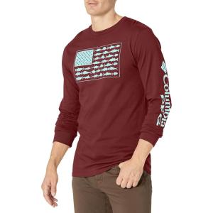 imageColumbia Mens Long Sleeve Tee Shirt Outdoors Fishing Camping HikingRich Wine With Gulfstream