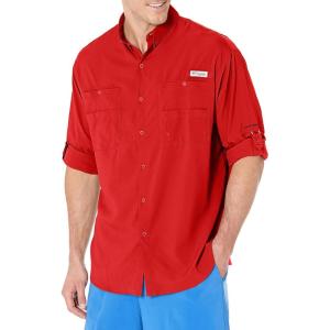 imageColumbia Mens PFG Tamiami II UPF 40 Long Sleeve Fishing ShirtRed Spark