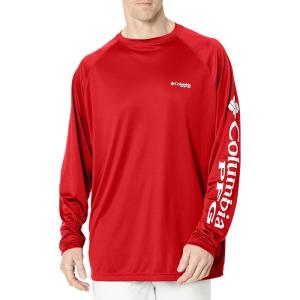imageColumbia Mens PFG Terminal Tackle Long Sleeve ShirtRed SparkWhite Logo