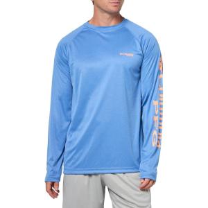 imageColumbia Mens PFG Terminal Tackle Long Sleeve ShirtVivid Blue HeatherBright Nectar Logo
