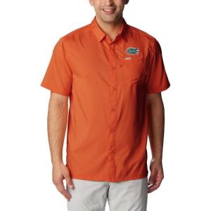 imageColumbia Mens Standard Slack Tide Camp ShirtFla  Spark Orange