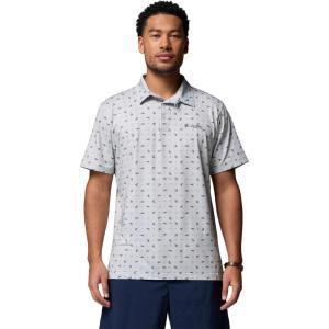 imageColumbia Mens Super Slack Tide Ii Stretch PoloCool Grey Fish and Feathers
