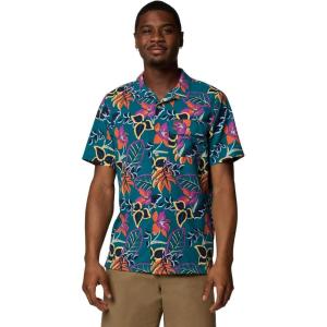 imageColumbia Mens Tech Trail Utility Printed Woven Short SleeveRiver Blue Pasteled