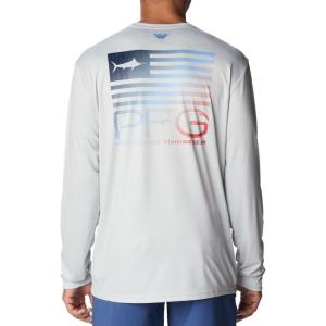 imageColumbia Mens Terminal Tackle PFG Fish Star Long SleeveCool GreyColl Navy Marlin Gradient