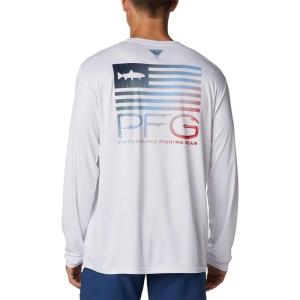 imageColumbia Mens Terminal Tackle PFG Fish Star Long SleeveWhiteColl Navy Trout Gradient