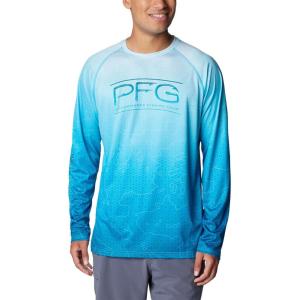 imageColumbia Mens Terminal Tackle PFG Super Fade Long SleeveOcean Blue TechcamoBathymetric Super Fade