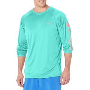 imageColumbia Mens Terminal Tackle PFG Triangle Long Sleeve ShirtBright AquaSalmon Logo