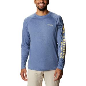 imageColumbia Mens Terminal Tackle PFG Triangle Long Sleeve ShirtCarbon HeatherSunlit Logo