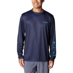 imageColumbia Mens Terminal Tackle PFG Triangle Long Sleeve ShirtCollegiate NavyOcean Blue Deepwater