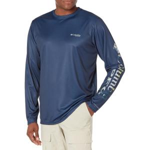 imageColumbia Mens Terminal Tackle PFG Triangle Long Sleeve ShirtCollegiate NavySun Glow Gamefish Camo