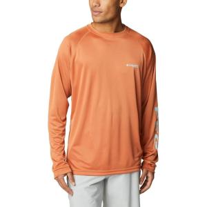 imageColumbia Mens Terminal Tackle PFG Triangle Long Sleeve ShirtIsland OrangeSpring Blue Logo