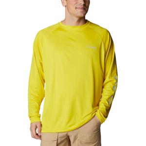 imageColumbia Mens Terminal Tackle PFG Triangle Long Sleeve ShirtLaser LemonCool Grey Logo