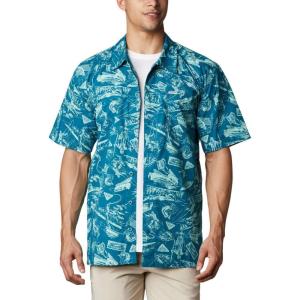 imageColumbia Sportswear Mens Trollers Best Short Sleeve ShirtAegean Blue Freshwater Roots Print