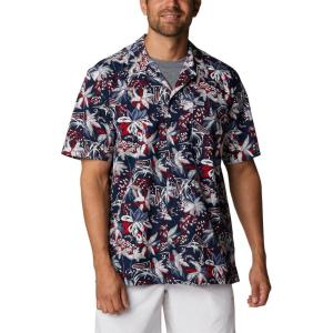 imageColumbia Sportswear Mens Trollers Best Short Sleeve ShirtCollegiate Navy Fireworks Fish Print