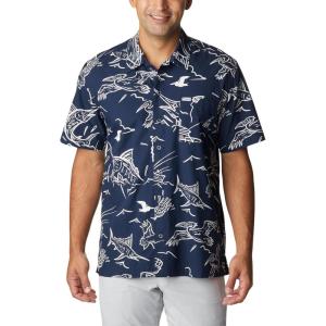 imageColumbia Sportswear Mens Trollers Best Short Sleeve ShirtCollegiate Navy Mighty Marlins Print